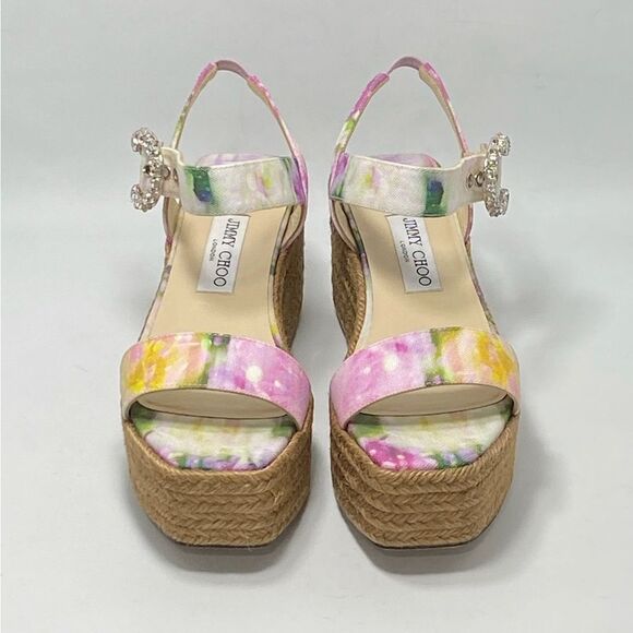 Jimmy Choo Crystal Embellished Wedges sandals size 37 - Picture 2 of 12